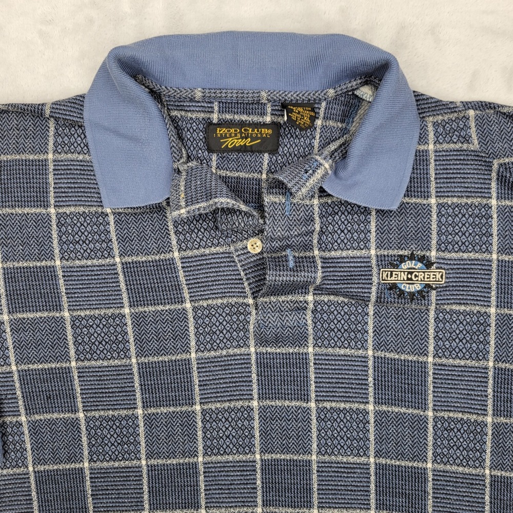 Vintage‎ IZOD Polo Shirt Men XL Golf Club Pro Patchwork Herringbone Klein Creek